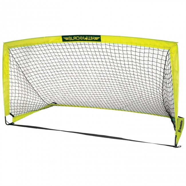 yellow and black soccer goal with net