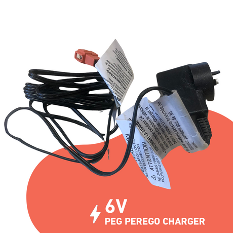 V Peg Peregian Charger with Plug and Cables - Reliable replacement charger featuring a compact design, labeled instructions, and secure connectors for easy charging of compatible devices