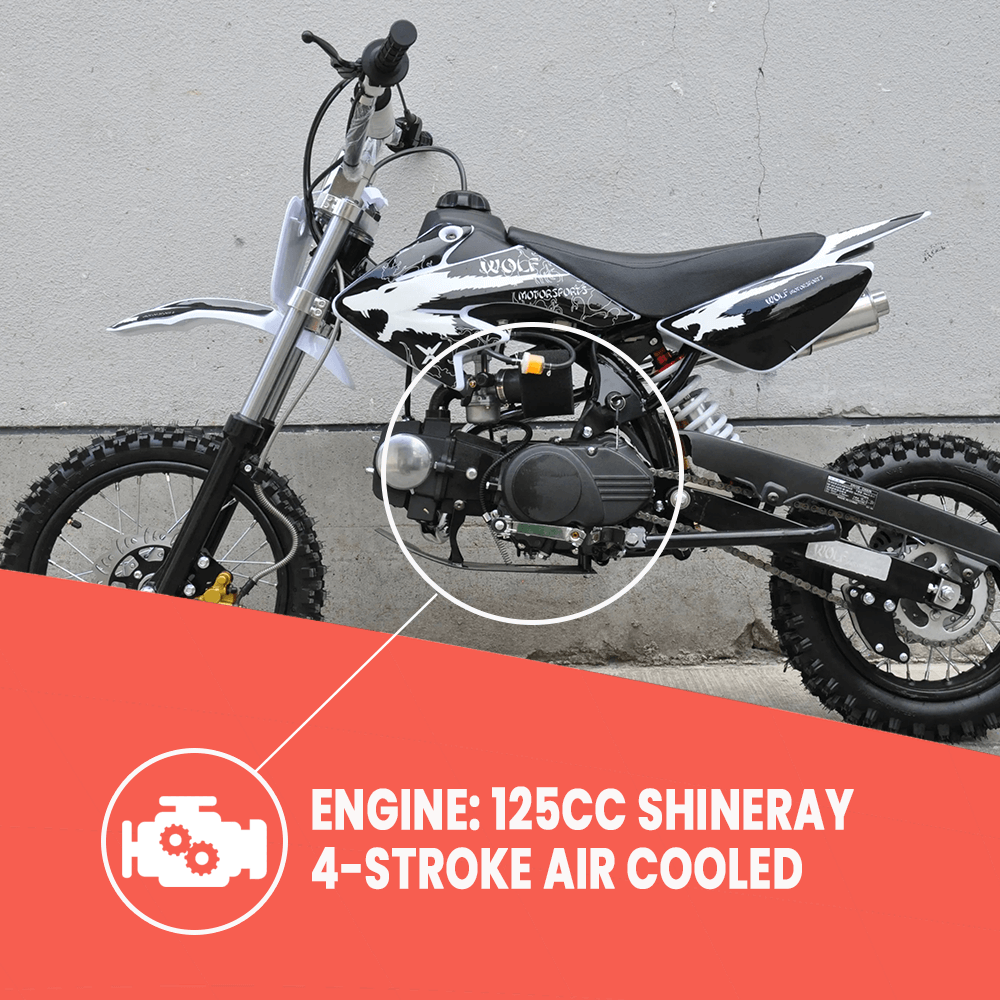Motoworks Motoworks 125cc Petrol Powered 4-Stroke Kids Dirt Bike - Black MOT-125DB-BLA