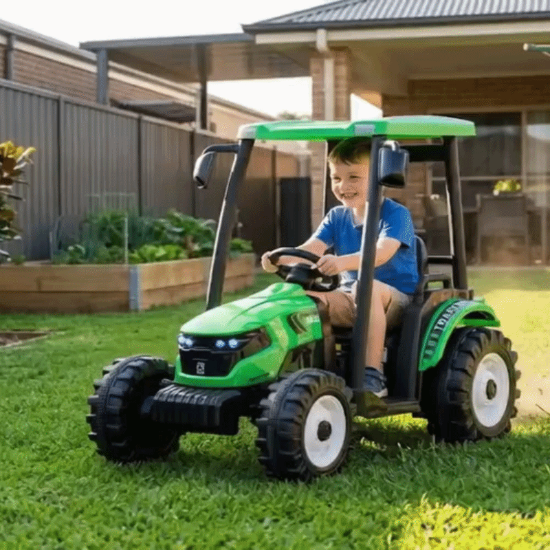 Go Skitz Big L 12V Tractor with Roof - Green