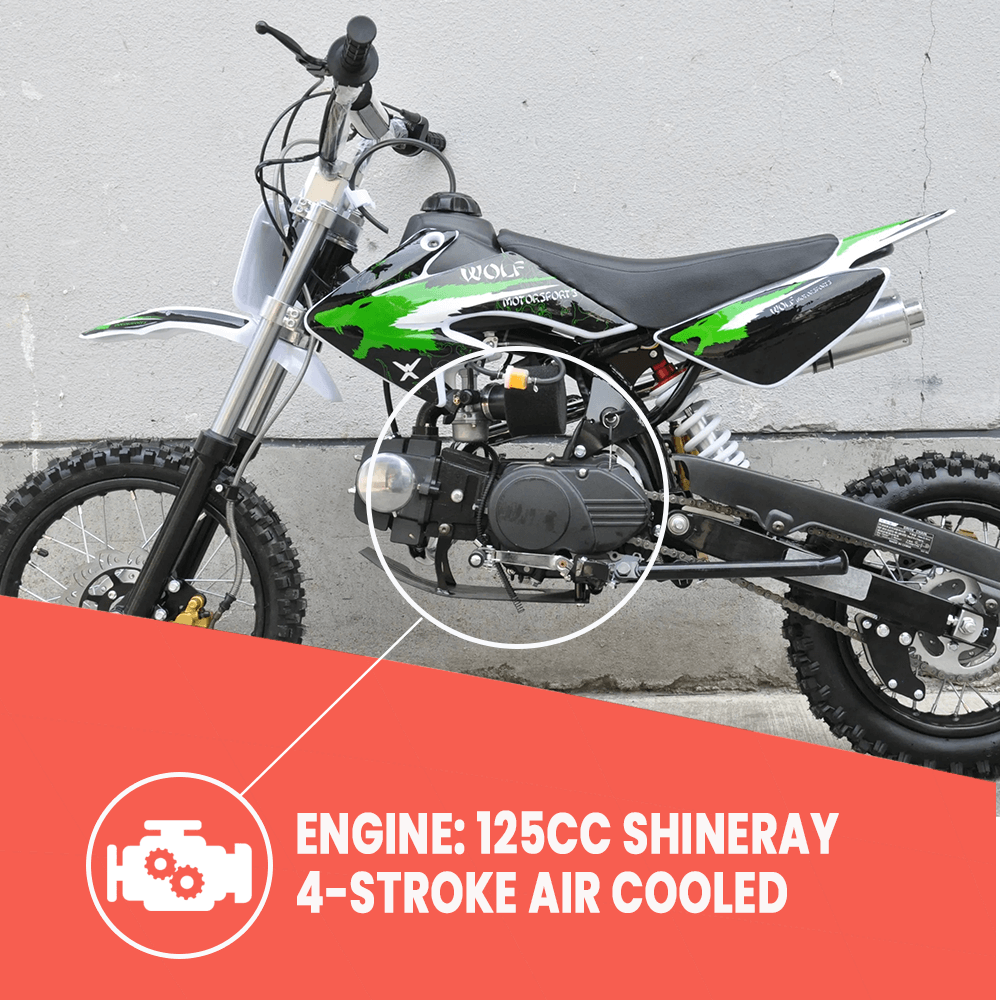 Motoworks Motoworks 125cc Petrol Powered 4-Stroke Kids Dirt Bike - Green MOT-125DB-GRE