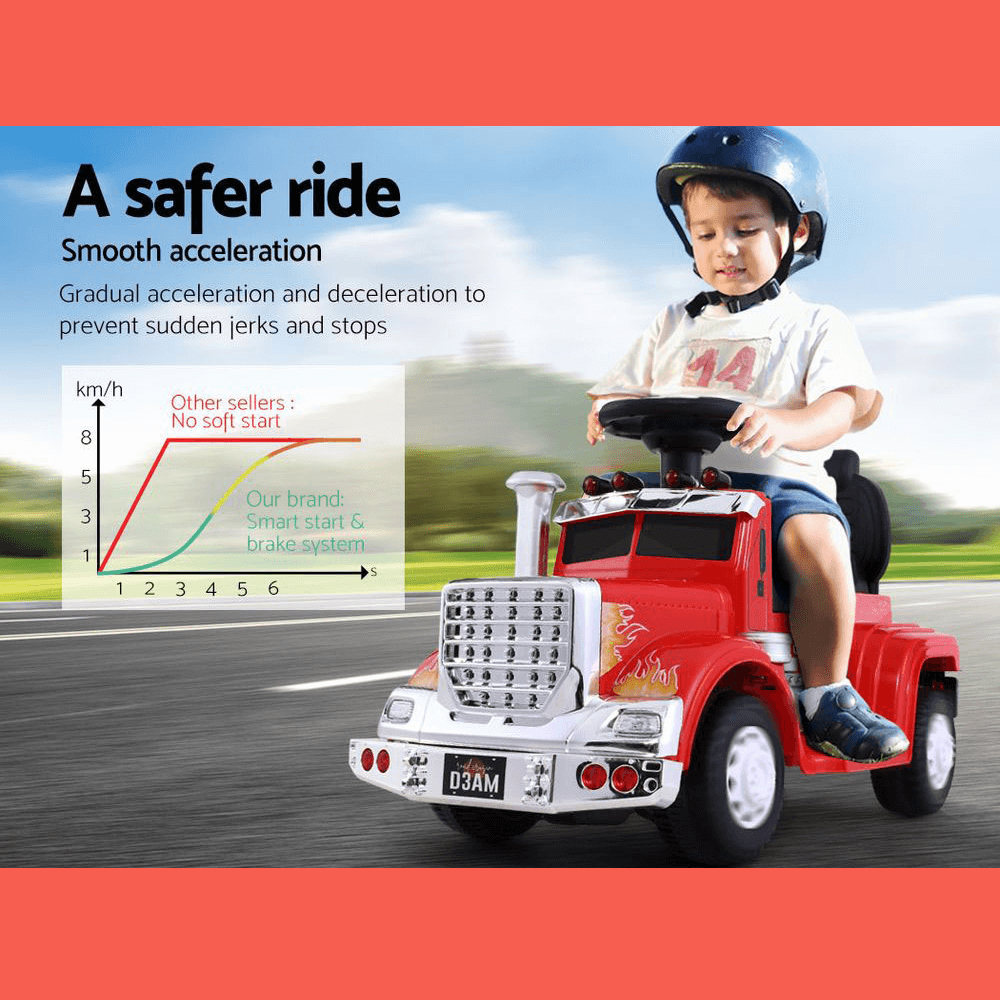 Kids Electric Toy Truck 6v Ride-On Kids Car - Red
