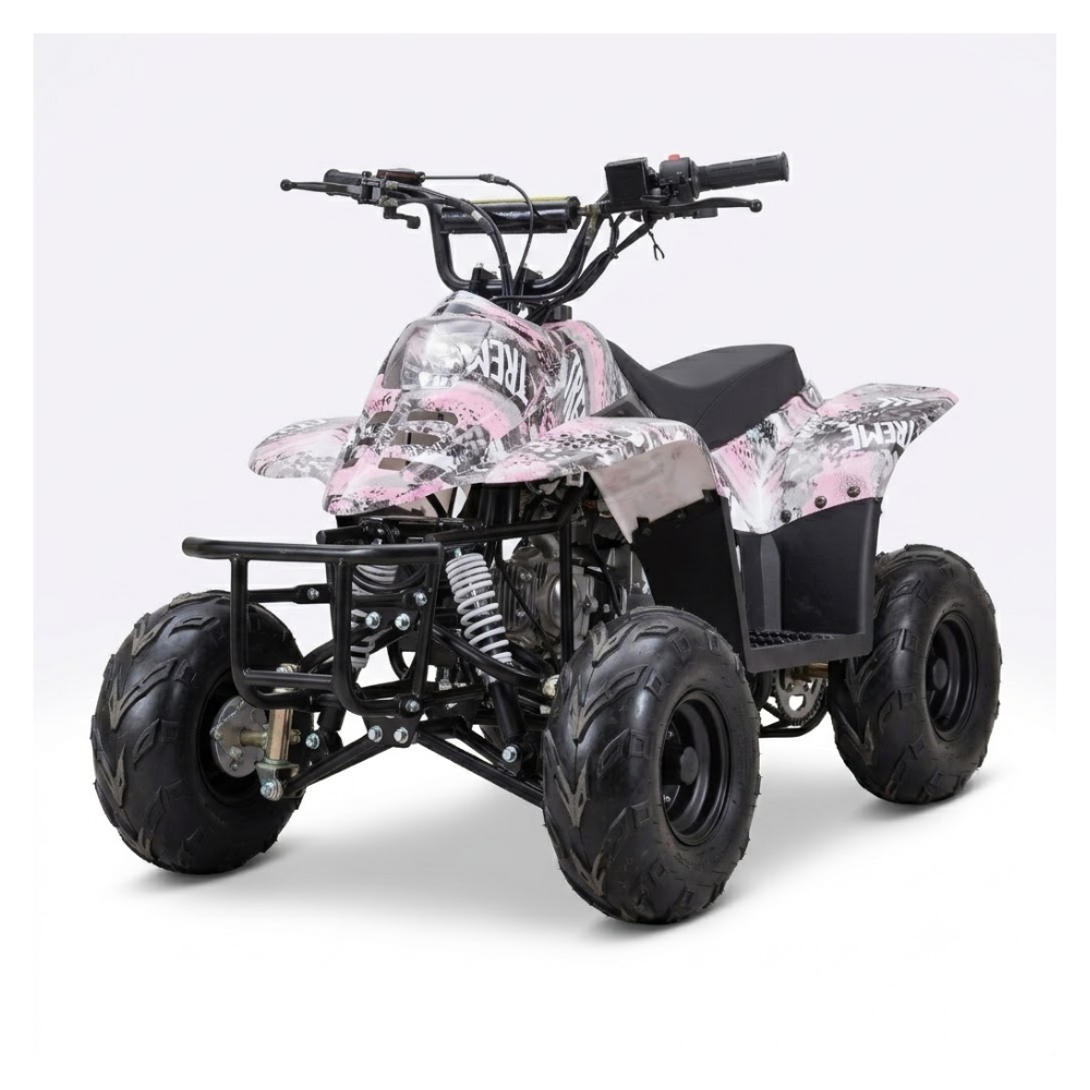 Motoworks 110cc Petrol-Powered Sports F1 Kids Quad Bike - Pink on white background
