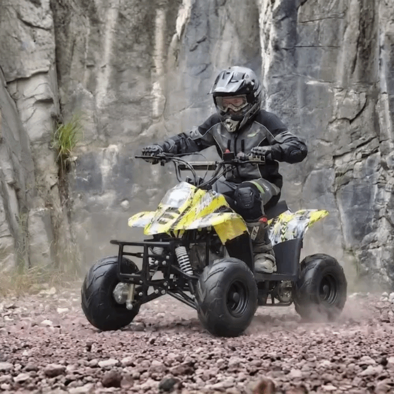Motoworks 110cc Petrol-Powered Sports F1 Kids Quad Bike - Yellow