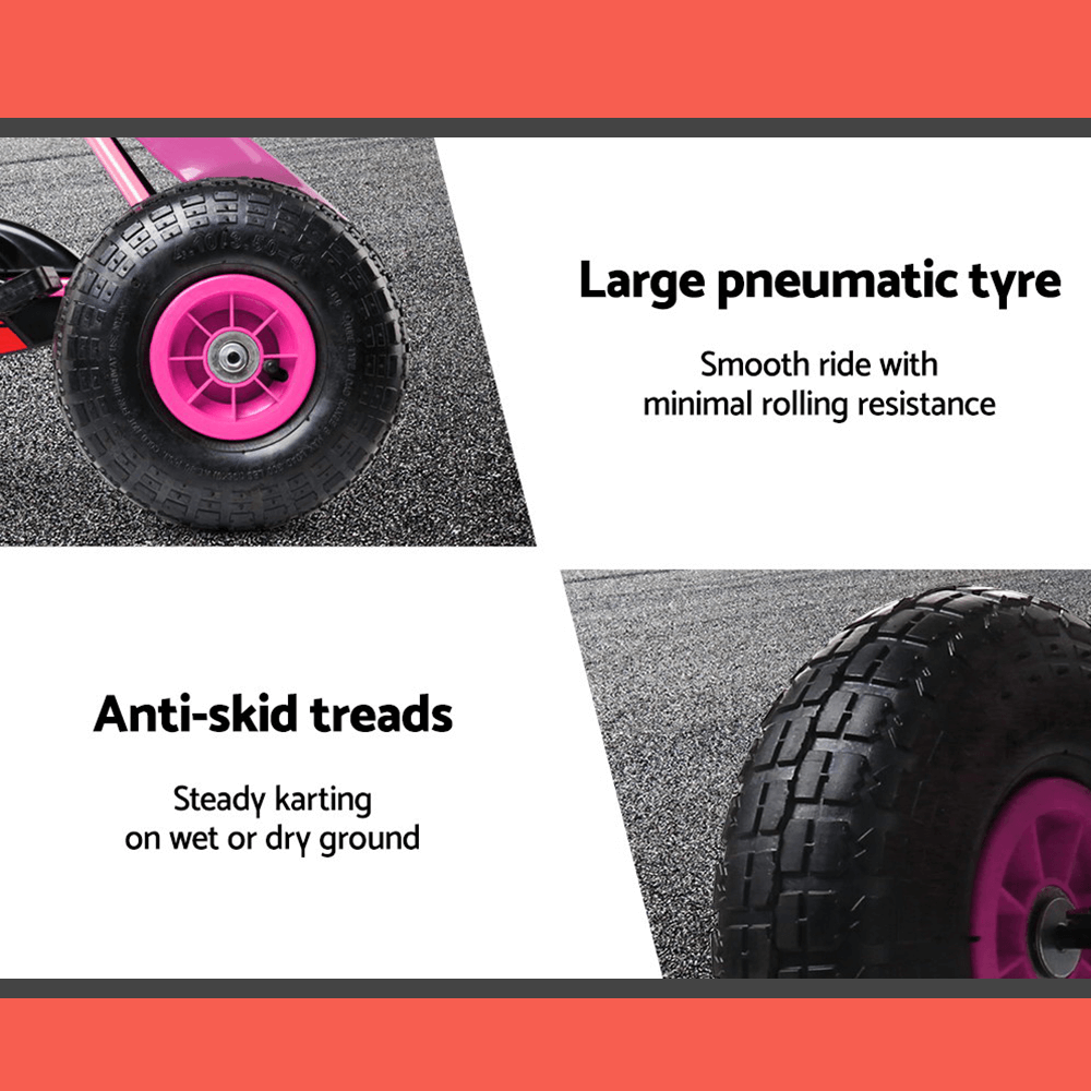 Rigo Kids Pedal Powered Go Kart Ride On Car For Kids - Pink