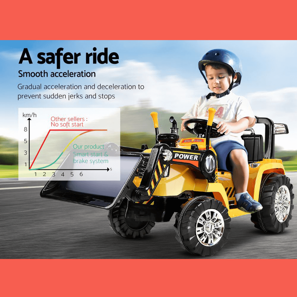 Rigo Kids Ride On Bulldozer Digger Electric Car - Yellow