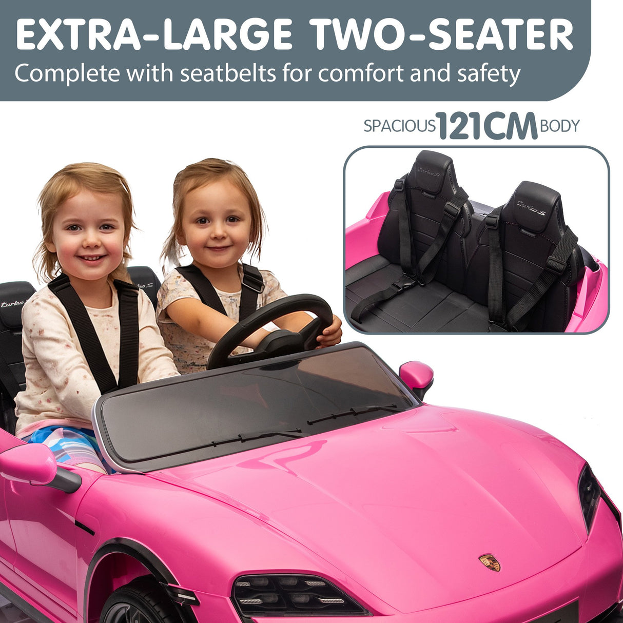 Kahuna Porsche Taycan Turbo S Kids Electric Ride On Car w/Remote Control 90W Four Wheel Suspension 2 Seater w/Seat Belt