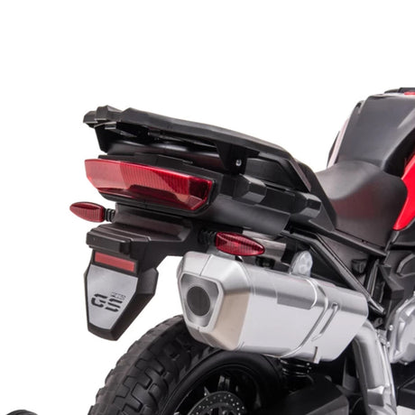 Rear View Close-Up: A detailed view of the motorcycle's rear section, showcasing the seat, taillights, and luggage storage compartment, highlighting its realistic design.