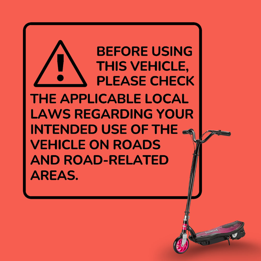 Scooter with warning sign on an orange background