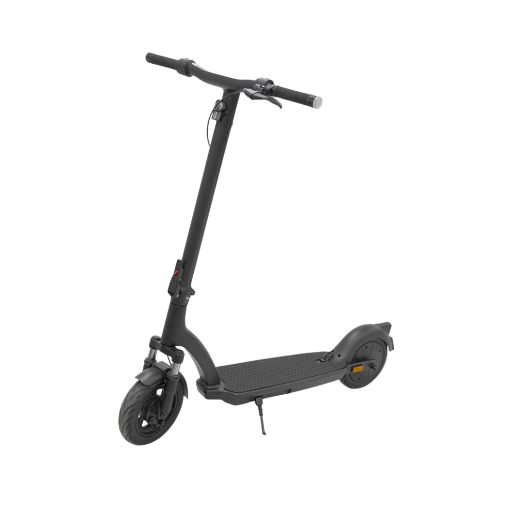Black electric scooter on a white background
