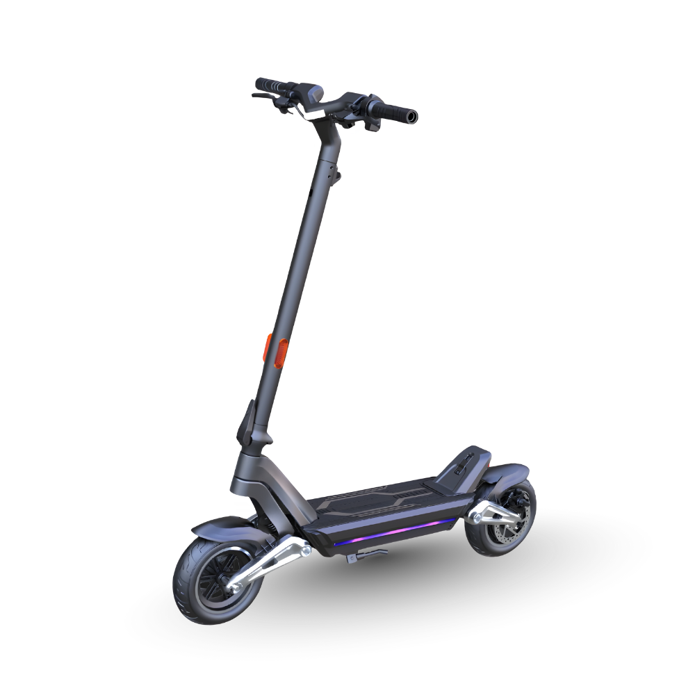 Black electric scooter on a white background