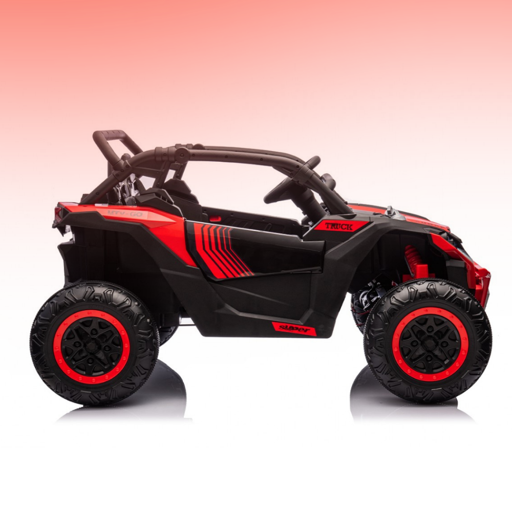 Go Skitz Switch 24V E-Buggy Kids Ride on on a gradient background
