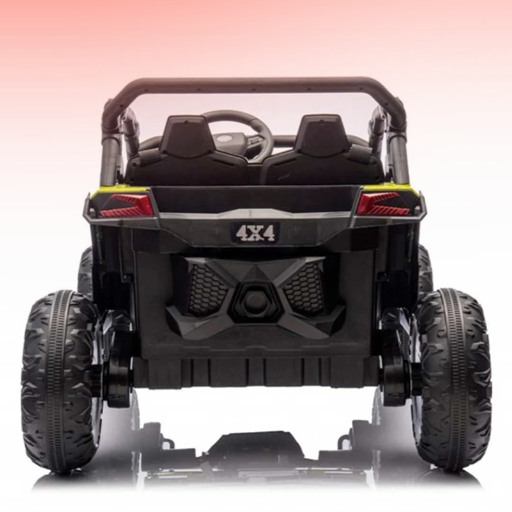 Black off-road toy vehicle with '4x4' branding on a white background