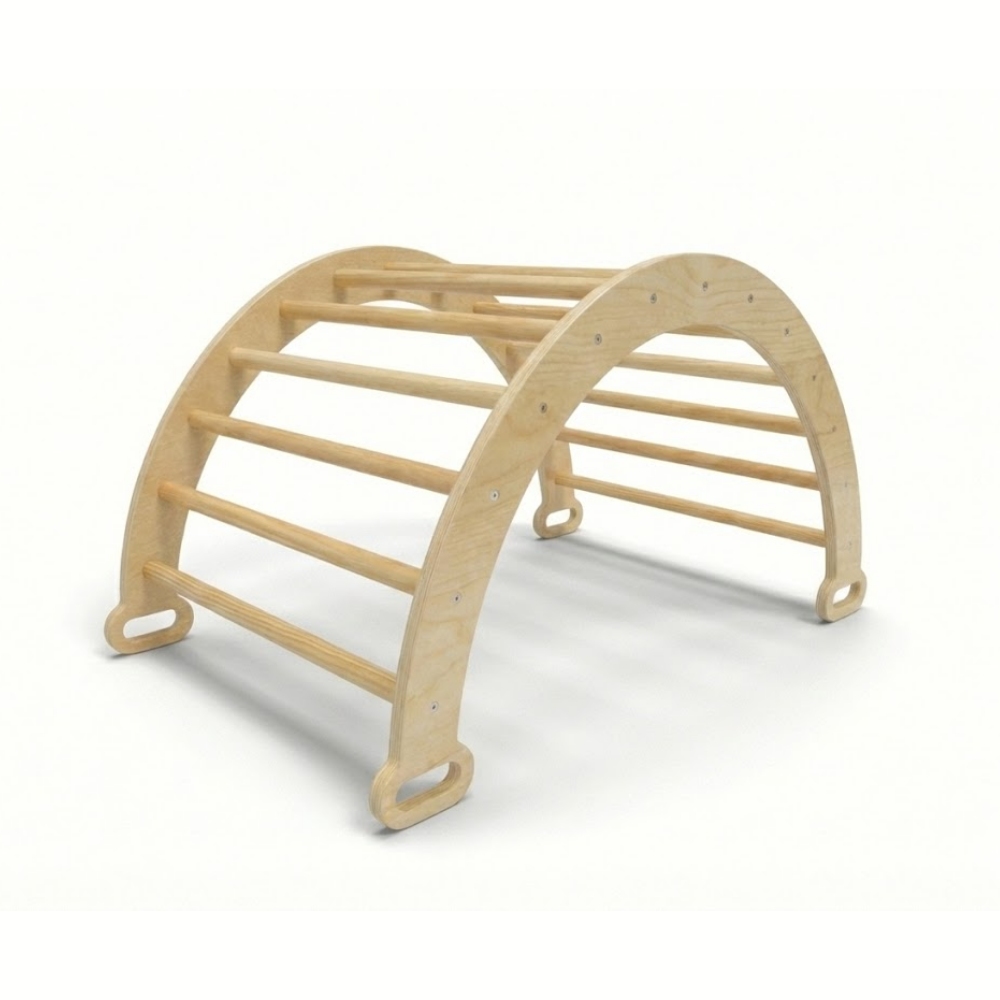 Wooden gymnastic arch on a white background