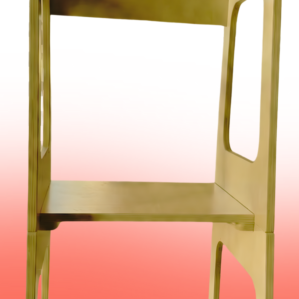 wooden learning tower on a gradient background