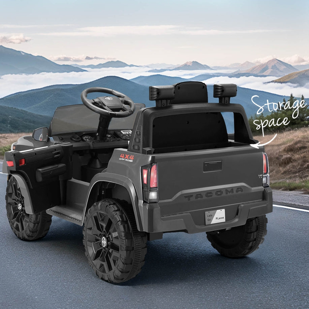 A black Jeep-inspired remote-controlled ride-on electric car