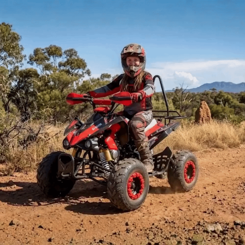 MJM 125cc 3+1 Petrol Powered Kids Sports Quad Bike - Red