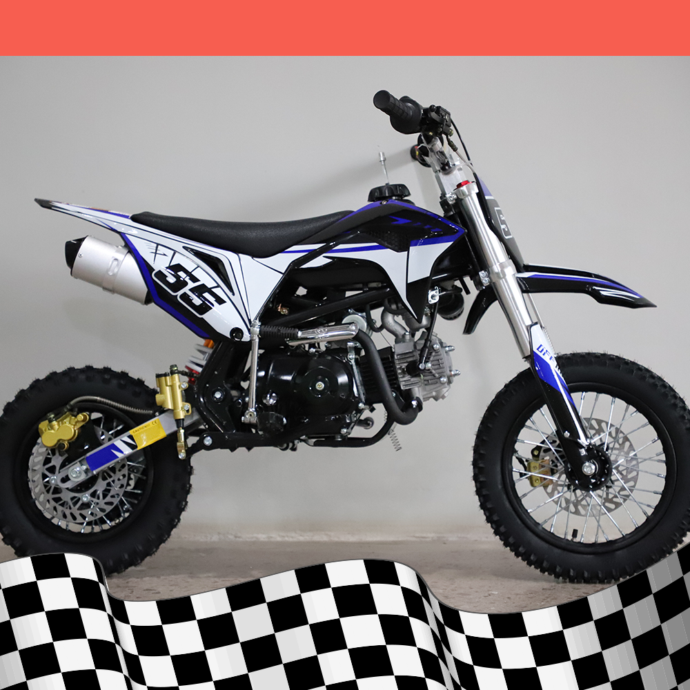 Motoworks 90cc Petrol Powered 4-Stroke Kids Dirt Bike - Blue
