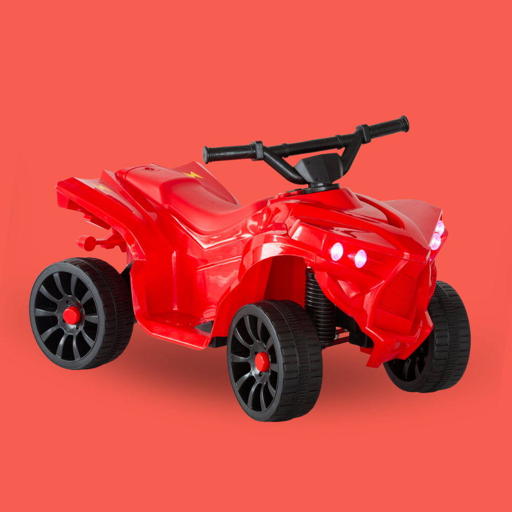 Red toy ATV on a red background
