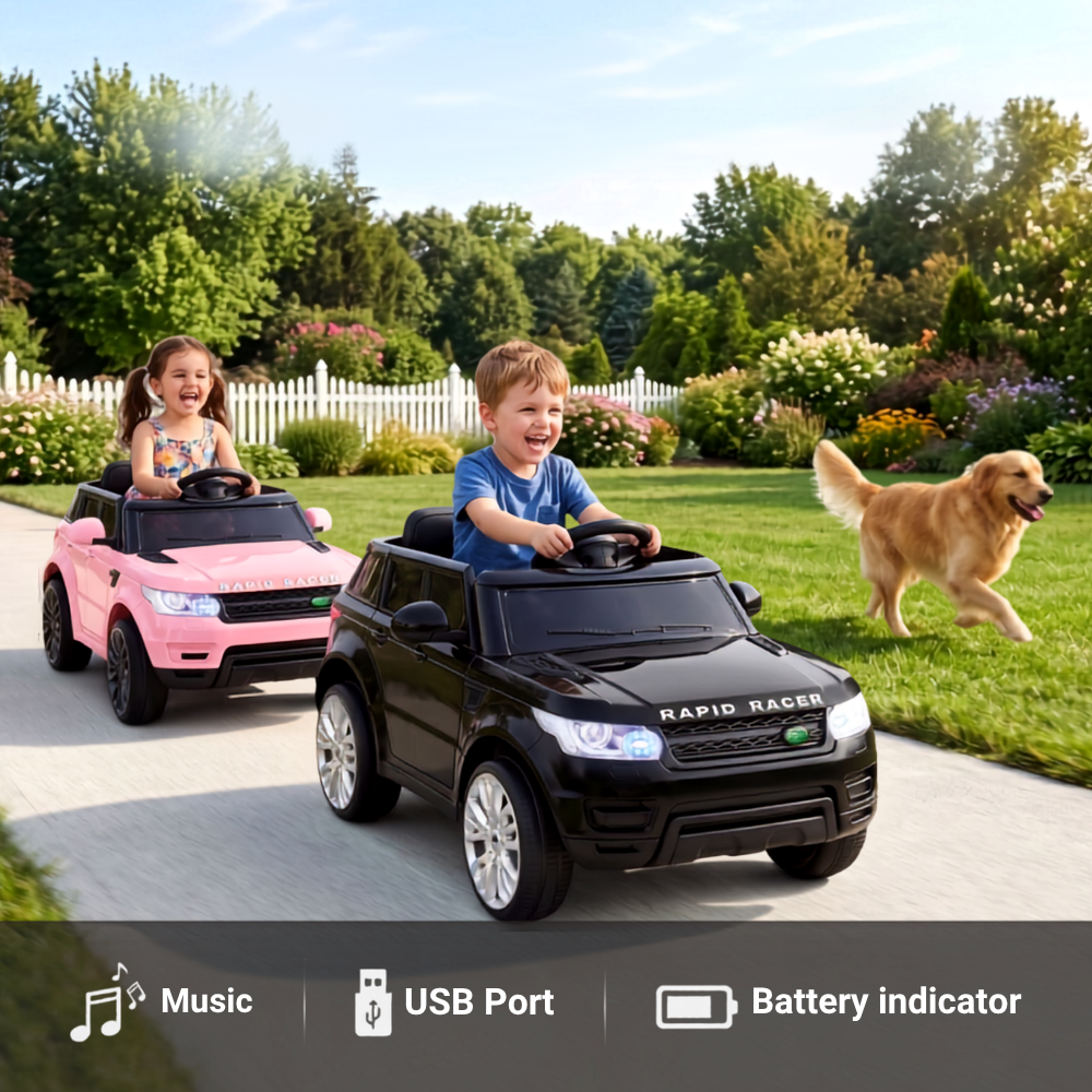 Rigo 6v Kids Ride On Car 2-Pack with Remote - Black & Pink