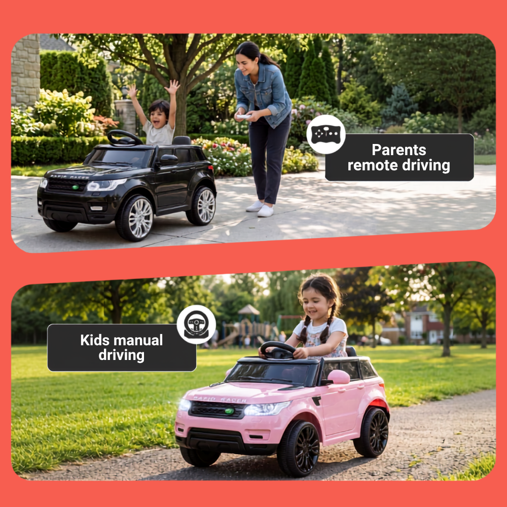 Rigo 6v Kids Ride On Car 2-Pack with Remote - Black & Pink