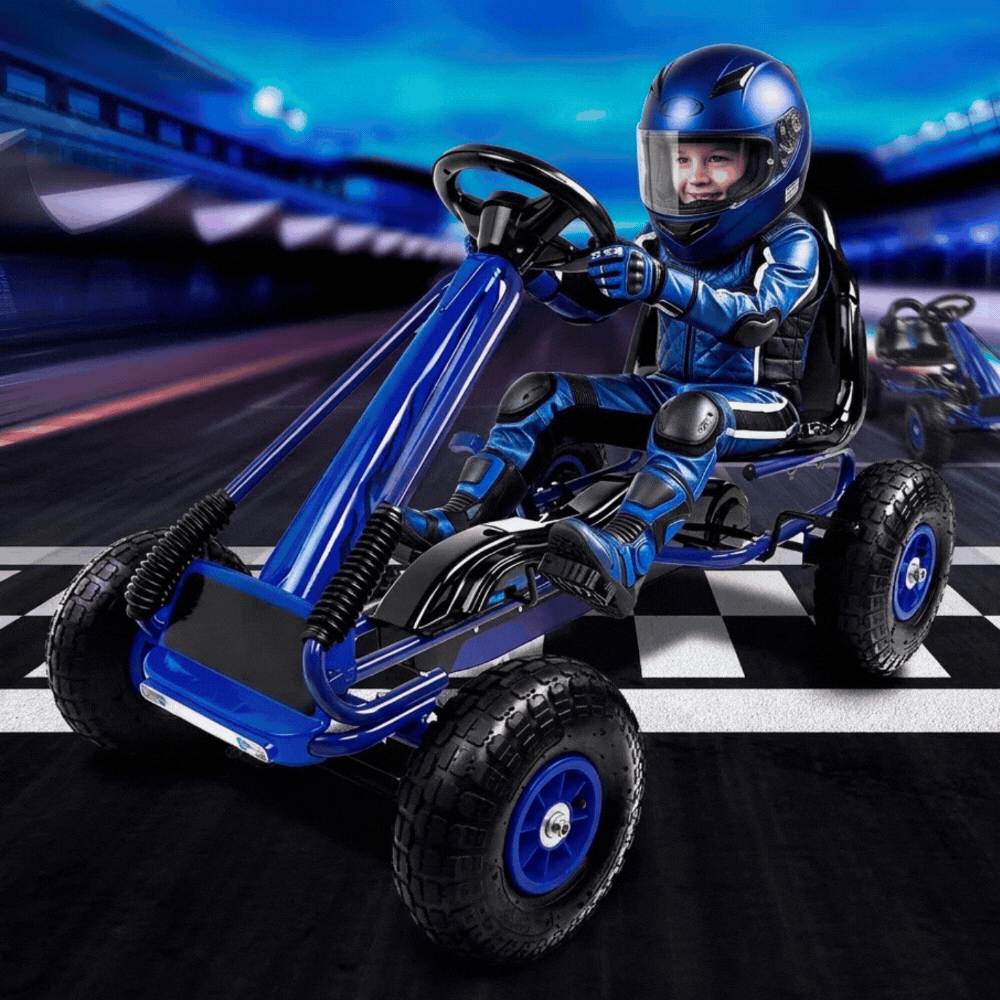 Rigo Pedal Powered Kids Go Kart - Blue