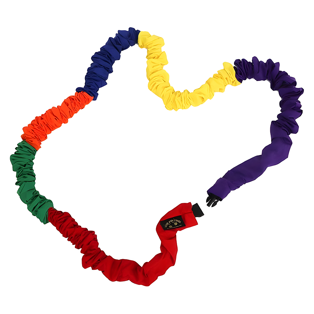 Full view of the Soft Stretchy Rainbow Group Loop arranged in a heart shape, displaying its flexible and stretchable properties.