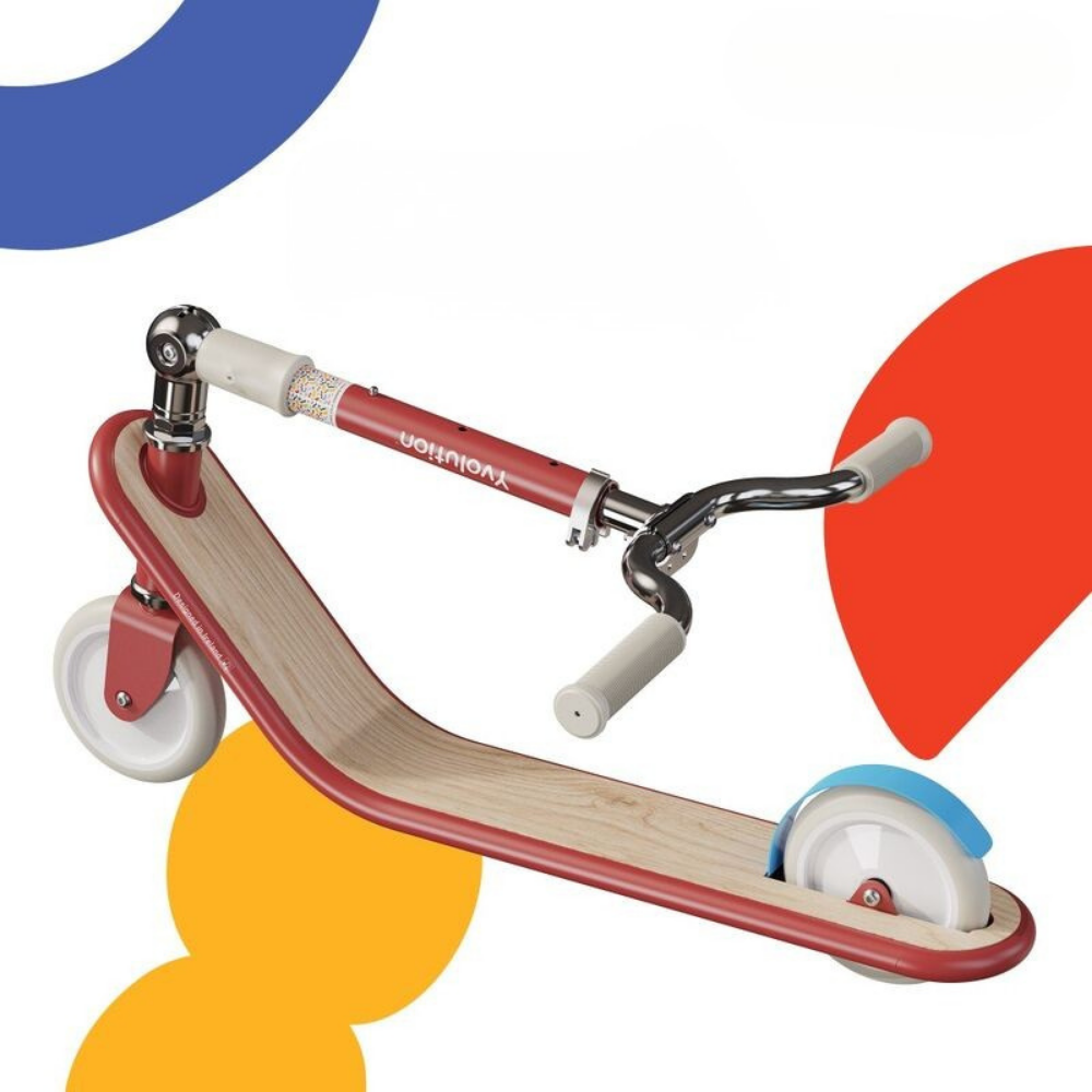 Children's scooter with colorful background