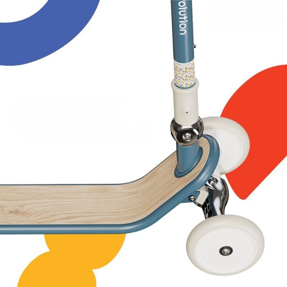 Close-up of a scooter with colorful abstract background