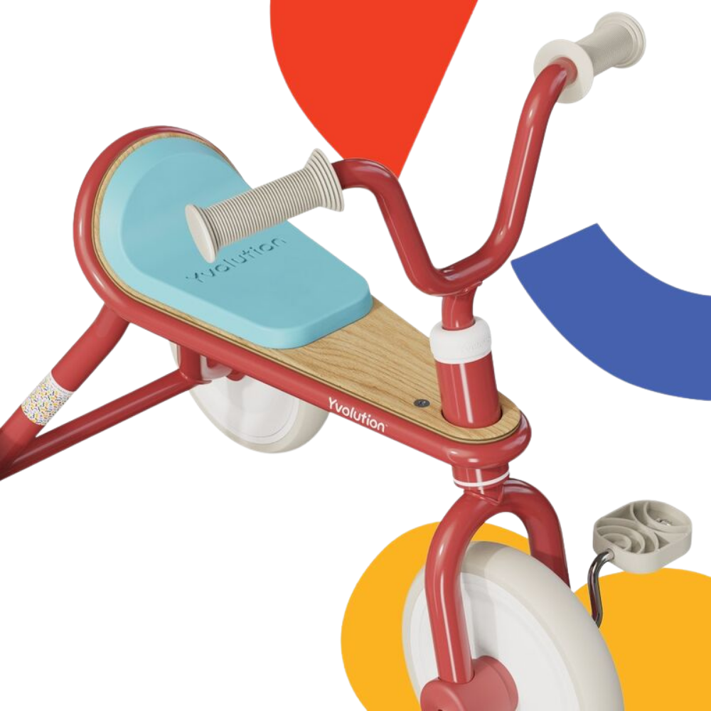 Children's balance bike with colorful background