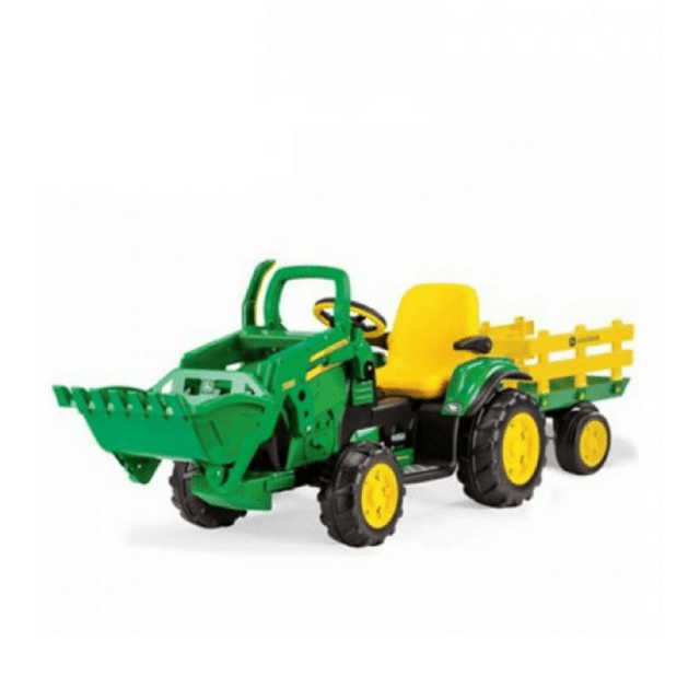 John Deere John Deere Ground Loader 12v Kids Ride On Digger With Scoop & Trailer IGOR0071