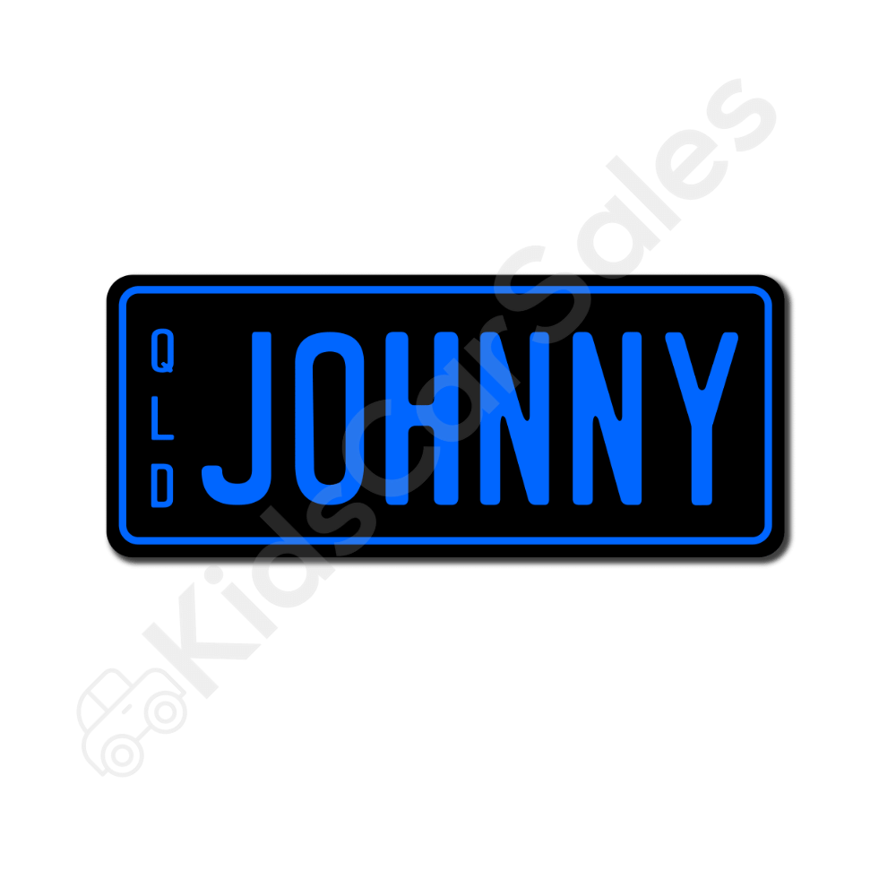 Unbranded Black / Deep Blue Personalised Mini Number Plate for Kids Ride-On Cars Mini-Plate