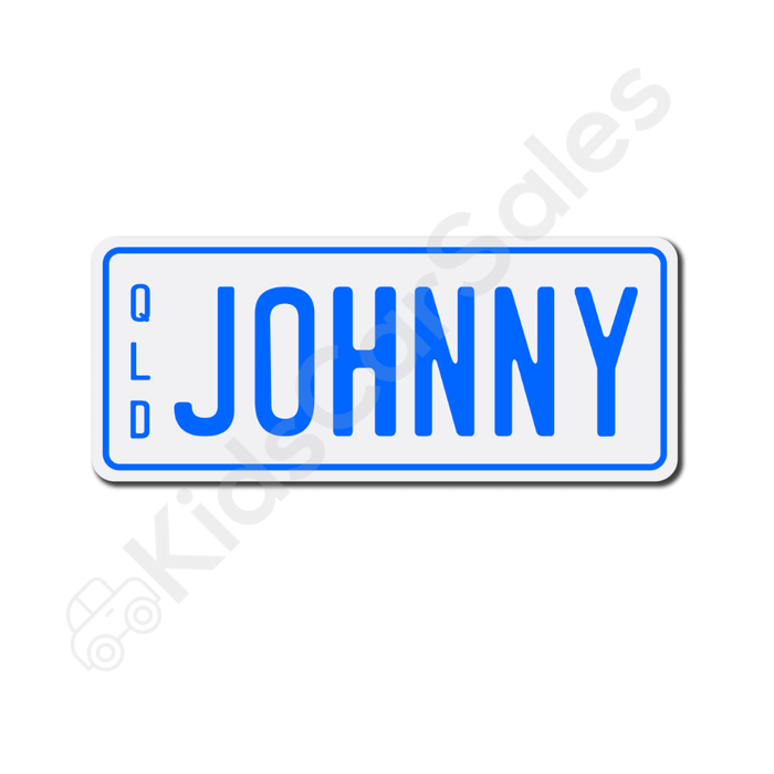 Unbranded White / Deep Blue 1 x Free Personalised Mini Number Plate for Kids Ride-On Cars (WITH PURCHASE ONLY) Mini-Plate