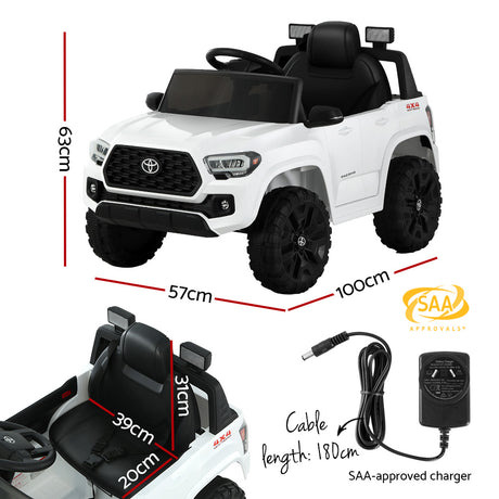Licensed Toyota Tacoma 12v Off Road Kids Electric Ride On with Remote - White