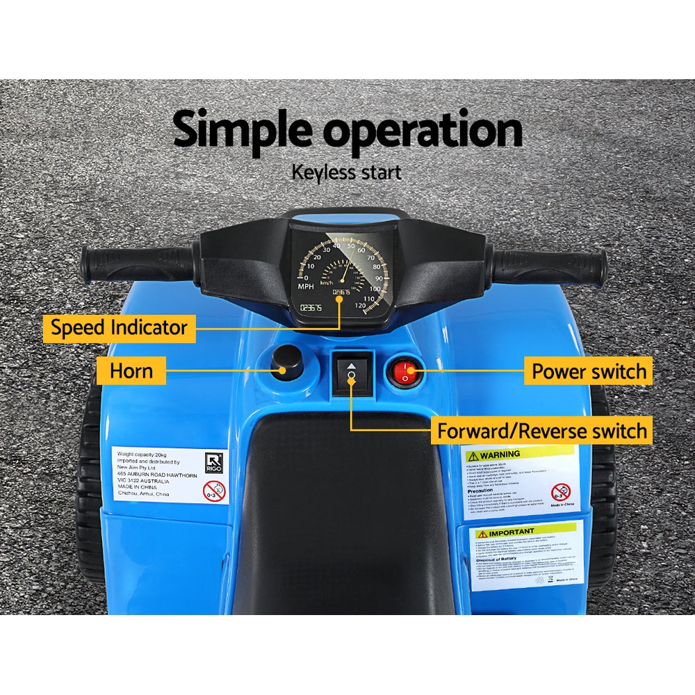 Rigo 4 Wheeler 6v Electric Kids Quad Bike - Blue