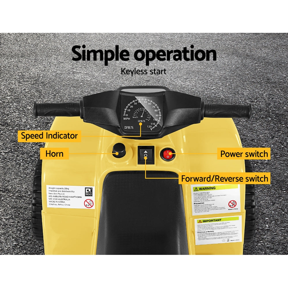 Rigo 4 Wheeler 6v Electric Kids Quad Bike - Yellow