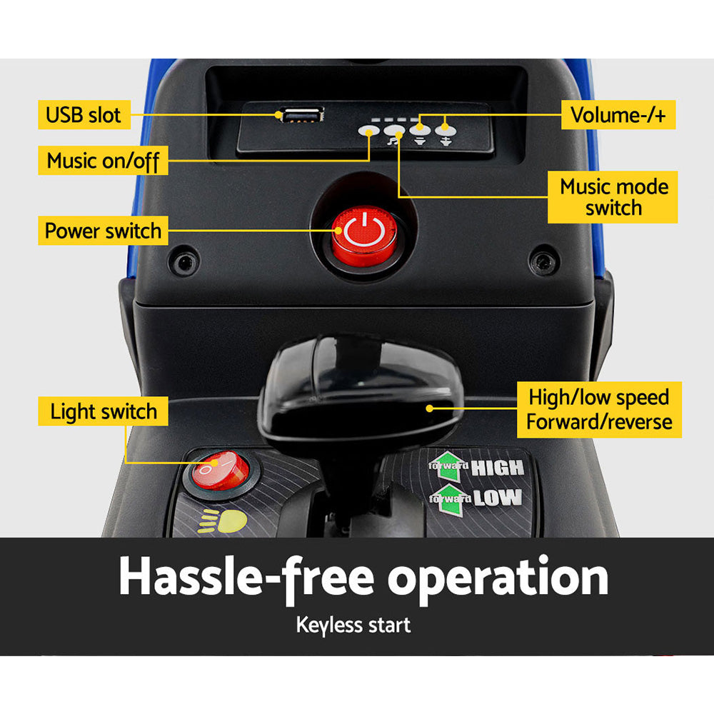 Rigo Kids Electric 12v Farm Tractor Trailer Ride-On Kids Car - Blue