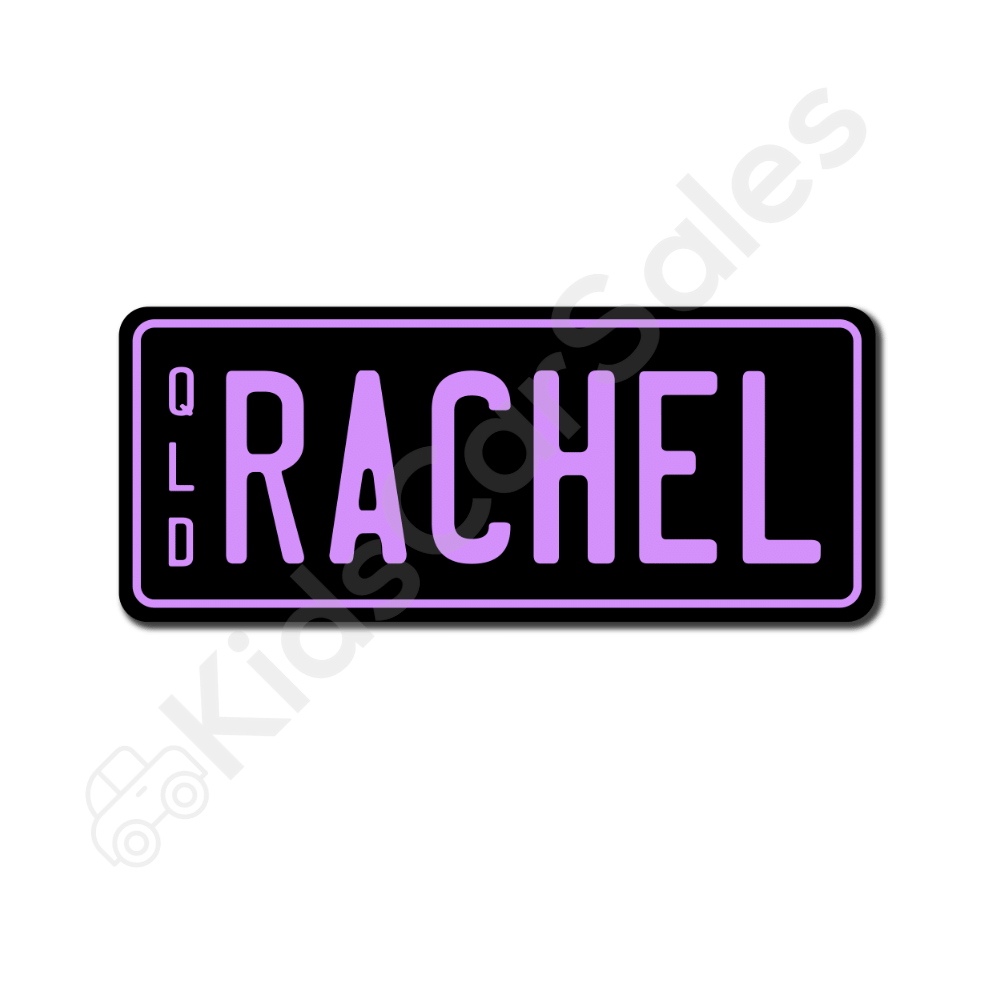 Unbranded Black / Lavender Personalised Mini Number Plate for Kids Ride-On Cars Mini-Plate