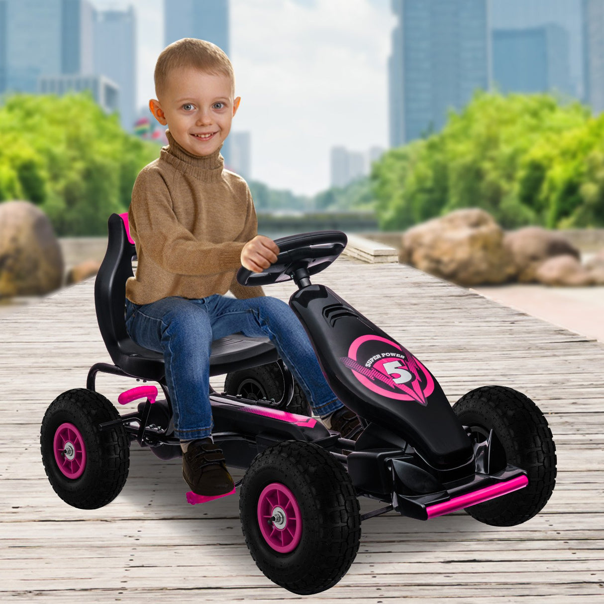 Kahuna G18 Kids Ride On Pedal-Powered Go Kart - Rose Pink