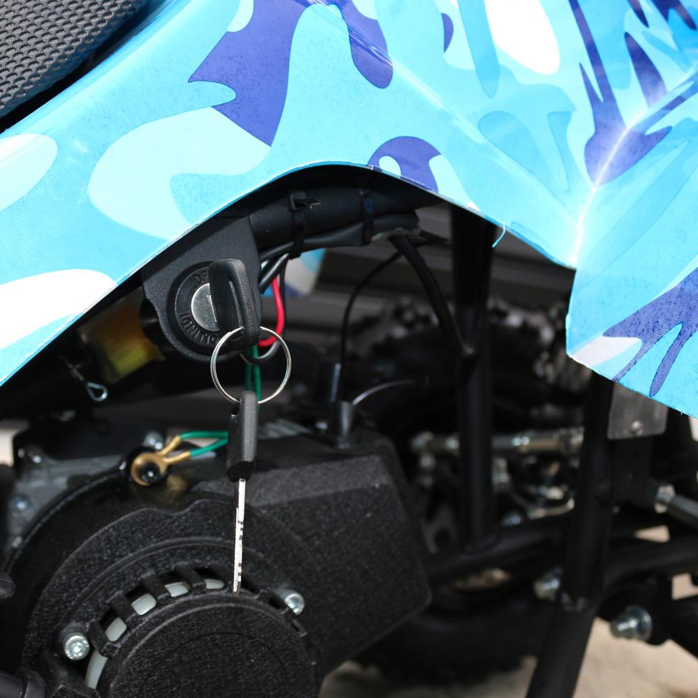 MJM 49cc Petrol Powered 2-Stroke Farm Kids ATV Quad Bike - Blue MJM-49ATV-FA-BLU side close up view