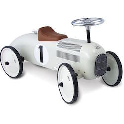 White vintage ride on metal car for kids