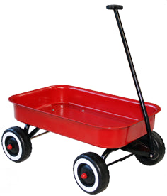 Red kids wagon toy with wheels