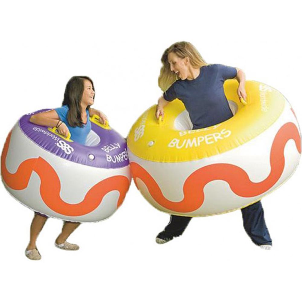 girl and woman bumping with Inflatable rings