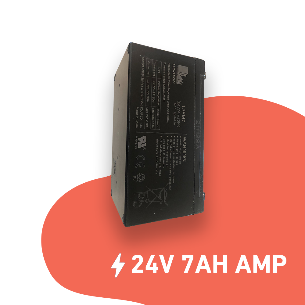 24V 7AH rechargeable lead-acid battery, ideal for high-power applications and electric vehicles, featuring a durable and non-spillable design