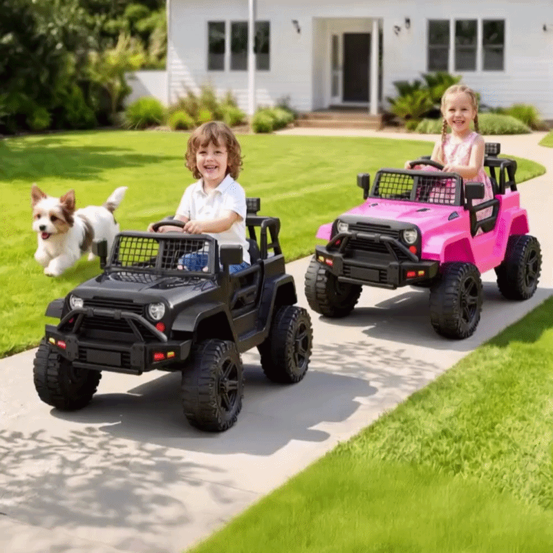 Rigo 12v Kids Ride On Car 2-Pack with Remote Control - Black & Pink