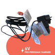 6V Peg Peregian Charger with Plug and Cables - Reliable replacement charger featuring a compact design, labeled instructions, and secure connectors for easy charging of compatible devices
