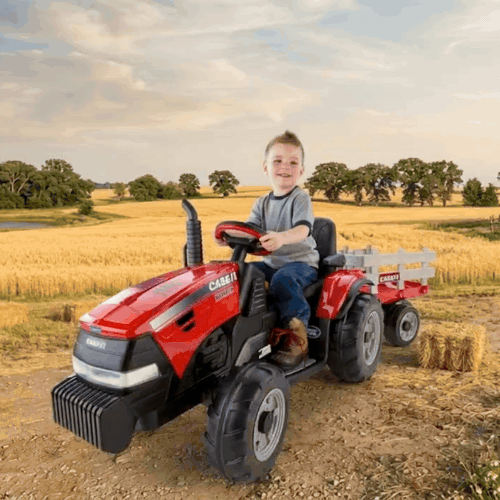 Case IH Magnum 12v Kids Ride On Tractor with Wagon - Red