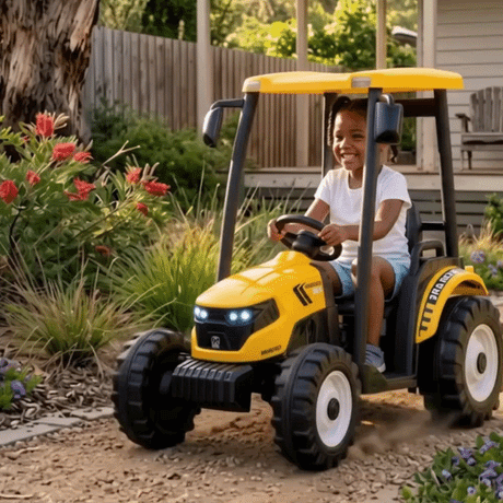 Go Skitz 12V Kids Ride-On Tractor with Roof - Yellow