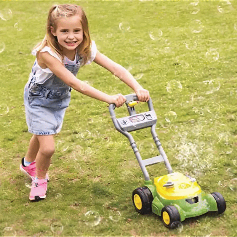 John Deere Bubble 'N' Go Kids Push Lawn Mower Combo
