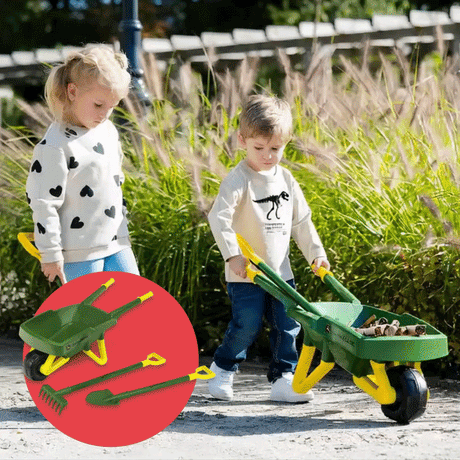 John Deere 78cm 3-Piece Kids Gardening Wheelbarrow Set